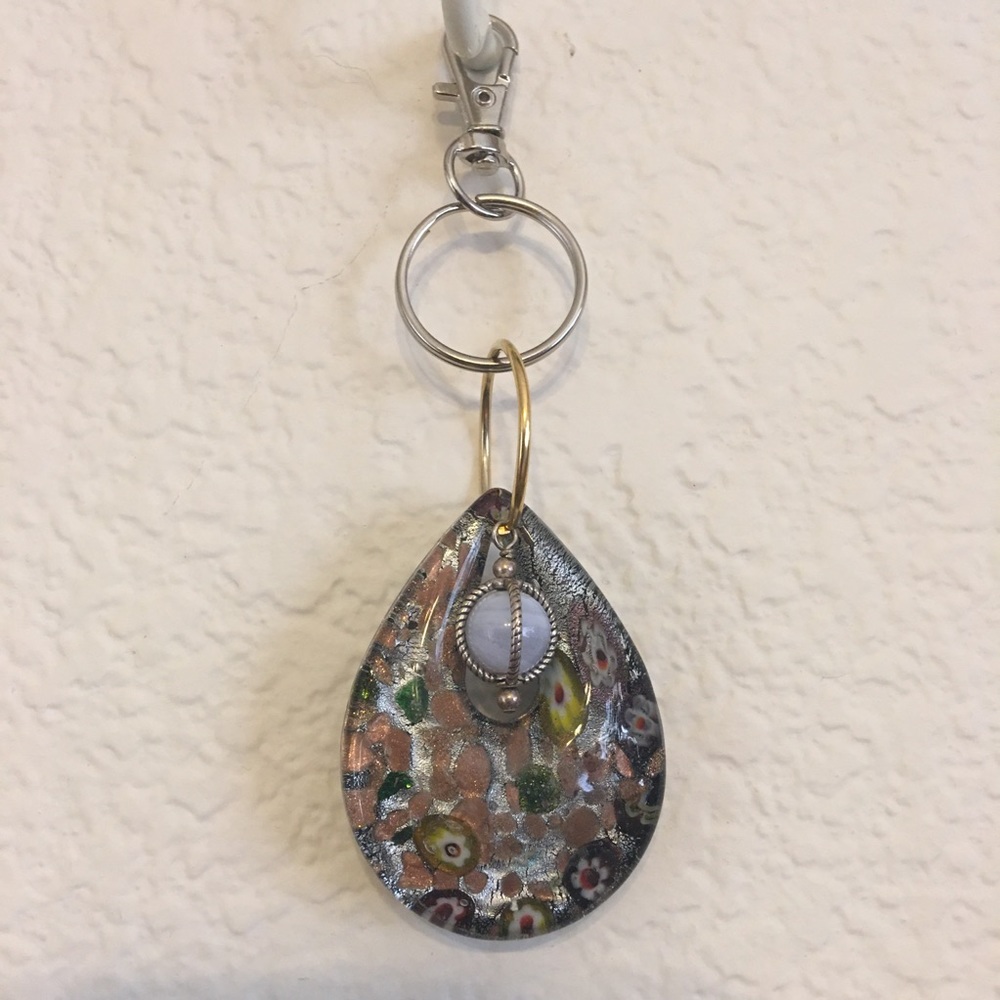 Vintage repurpose salvaged estate gem keychain